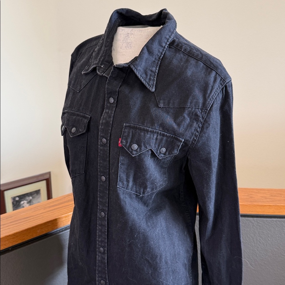 Levi's Black western button down size small cone … - image 7